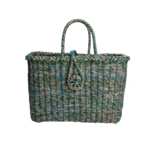 Upcycled multicolored plastic rope bag